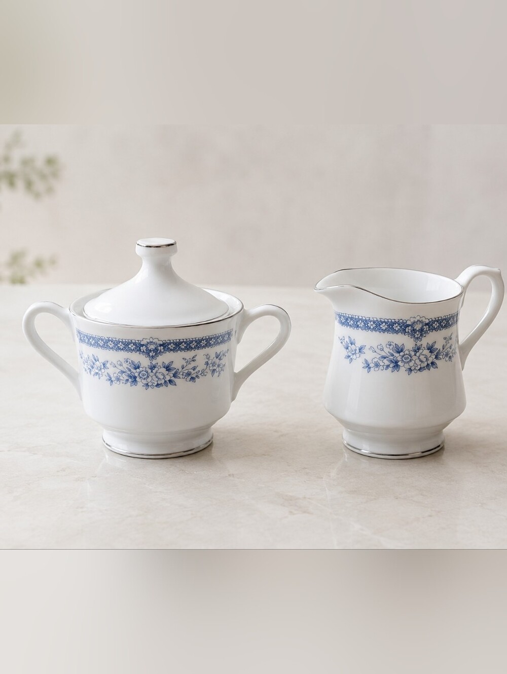 "Le Marquis"  Fine China Creamer/Sugar with Lid